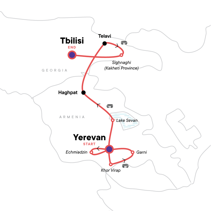 Map of the route for Best of Georgia & Armenia