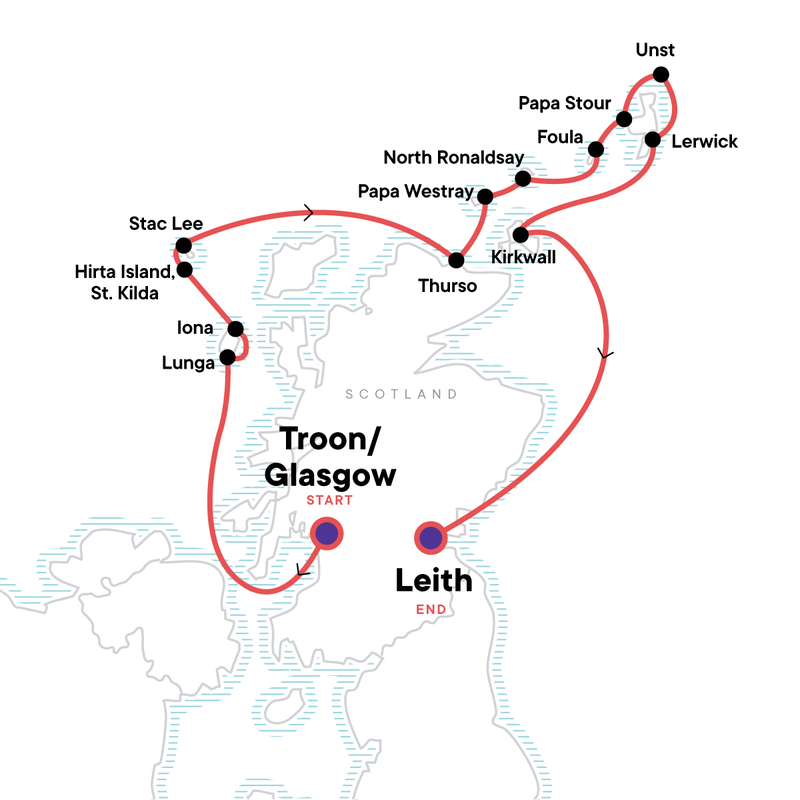 Map of the route for The Scottish Isles: An Expedition Through History & Highlands